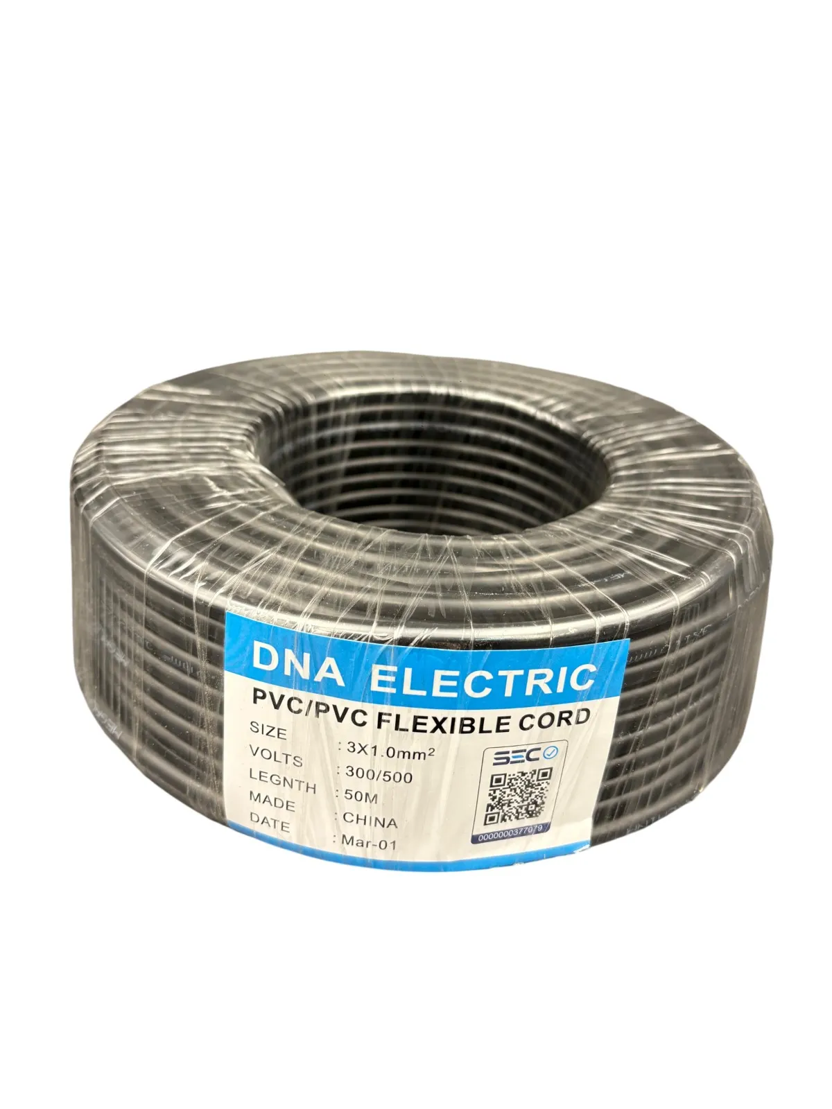 CORDON H05VV-F 3*1  NEGRO 500V ROLLO 50MTS